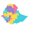 Ethiopia political map of administrative divisions Royalty Free Stock Photo