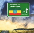 Ethiopia road sign against clear blue sky