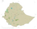 Ethiopia shape on white. Topo Humanitarian