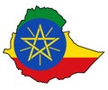 Ethiopia Silhouette Outline Flag Map