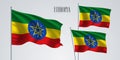 Ethiopia waving flag set of vector illustration