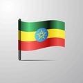 Ethiopia waving Shiny Flag design vector