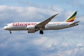Ethiopian Airlines Boeing 787-8 Dreamliner ET-AOU passenger plane landing at Frankfurt airport Royalty Free Stock Photo