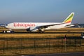 Ethiopian Airlines passenger plane at airport. Schedule flight travel. Aviation and aircraft. Air transport. Global international Royalty Free Stock Photo