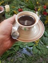 Ethiopian coffee in a cup from a street coffee seller