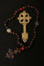 Ethiopian Cross with wooden prayer beads