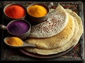 Ethiopian injera bread with stews image Royalty Free Stock Photo