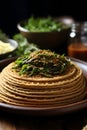 Ethiopian Injera - a soft, sourdough traditional flatbread Royalty Free Stock Photo