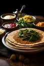 Ethiopian Injera - a spongy sourdough flatbread used as a base for a variety of stews and dishes