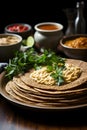 Ethiopian Injera - a traditional fermented flatbread used as a base for a variety of stews and dishes Royalty Free Stock Photo