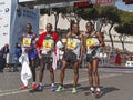 Ethiopian and Kenyan athletes in the marathon