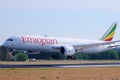 Ethiopian landing at Bruselles Airport Royalty Free Stock Photo