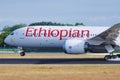 Ethiopian landing at Bruselles Airport Royalty Free Stock Photo