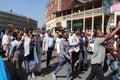 Ethiopian men and women celebrating the 123rd anniversary of Ethiopia`s victory of Adwa over the invading Italian force