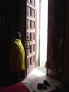 Ethiopian Orthodox priest church doorway