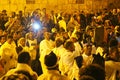 Ethiopian priests and monks singing and praying in Atrium in The Church of the Holy Sepulchre