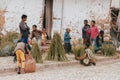 Ethiopian teenagers selling stacks Grass, Aksum Ethiopia