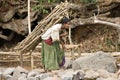 Ethiopian woman carries wood.