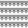 Aztec Navajo geometric seamless vector zig-zag pattern, retro repetitive textile design in black on white background Royalty Free Stock Photo