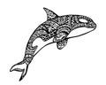 Ethnic Animal Doodle Detail Pattern - Killer Whale Zentangle Illustration