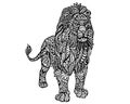 Ethnic Animal Doodle Detail Pattern - Lion Zentangle Illustration