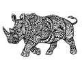 Ethnic Animal Doodle Detail Pattern - Owl Rhinoceros Zentangle Illustration