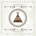 Ethnic background with wigwam in navajo design