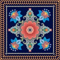 Ethnic bandana print with floral paisley pattern. Persian, indian, indonesian motives.