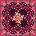 Ethnic bandana ptint with paisley and beautiful flowers. Moroccan motives