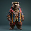 Ethnic Bear In High-quality Fashion Feather Outfit