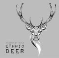 Ethnic black head of deer on the white background totem / tattoo design. Use for print, posters, t-shirts. Vector illustration