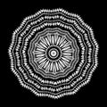 Ethnic black and white grunge mandala pattern. Vector monochrome background. Round tribal tapestry ornament. Embroidered texture. Royalty Free Stock Photo