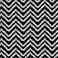 Ethnic black and white ikat abstract geometric chevron pattern, vector