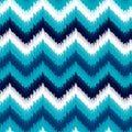 Ethnic blue and white ikat abstract geometric chevron pattern, vector Royalty Free Stock Photo