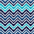 Ethnic blue and white ikat abstract geometric chevron pattern, vector Royalty Free Stock Photo