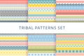 Ethnic boho tribal indian seamless patterns set. Royalty Free Stock Photo