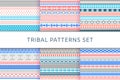 Ethnic boho tribal indian seamless patterns set. Royalty Free Stock Photo