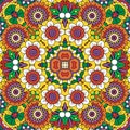 Ethnic bright mandala style flowers pattern