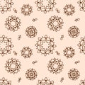 Ethnic  mandala or snowflakes eamless pattern, background Royalty Free Stock Photo