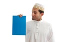 Ethnic businessman holding brochure Royalty Free Stock Photo