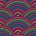 Ethnic circle shapes seamless geometric pattern. Royalty Free Stock Photo