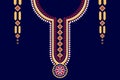 Ethnic collar lace pattern traditional on dark blue background.