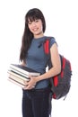Ethnic college student girl with education books Royalty Free Stock Photo