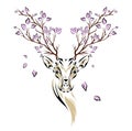 Ethnic colored head of deer with branches on the horns. totem / tattoo design. Use for print, posters, t-shirts. Vector