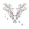 Ethnic colored head of deer with branches on the horns. totem / tattoo design. Use for print, posters, t-shirts. Vector