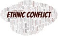 Ethnic Conflict word cloud. Vector made with the text only. Royalty Free Stock Photo