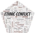 Ethnic Conflict word cloud. Vector made with the text only. Royalty Free Stock Photo