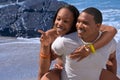 Ethnic couple Happy on beach Royalty Free Stock Photo