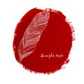Ethnic doodle feather on a watercolor circle Royalty Free Stock Photo