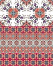 Ethnic endless ornamental pattern with tulip flowers and bright border. Print for fabric. Vector design